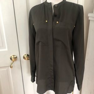Michael Kors army green silk shirt, size S